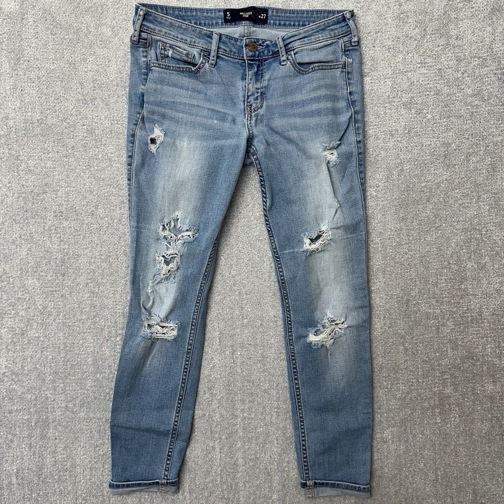Hollister Crop Women's Juniors 5 W27 Low Rise Super Skinny Distress Jeans